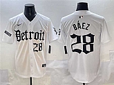 Men's Detroit Tigers #28 Javier Baez White Motor Gothic Edition Vapor Premier Limited Stitched Jersey,baseball caps,new era cap wholesale,wholesale hats